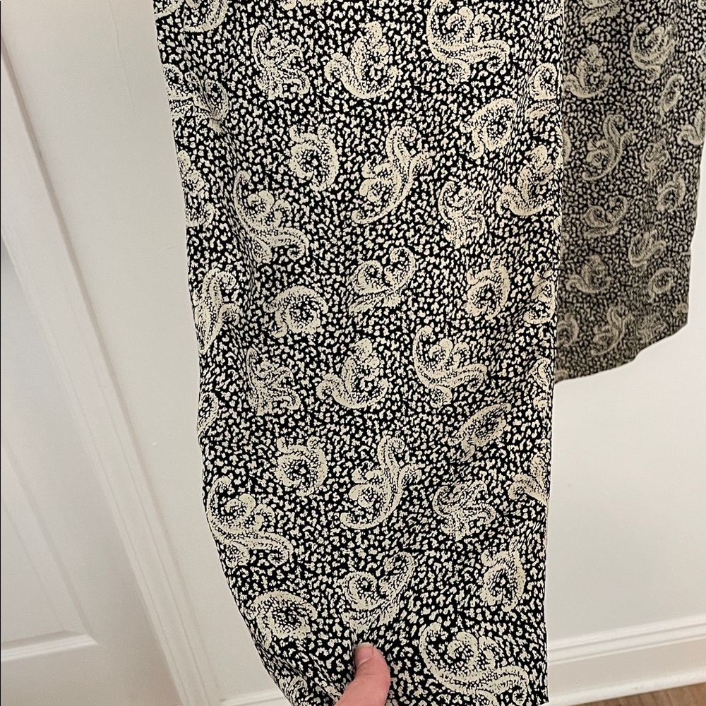 Anne Klein Vintage 100% Silk Black Paisley Pants size 12 - Picture 9 of 13